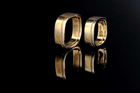 Unique square wedding ringsの写真素材