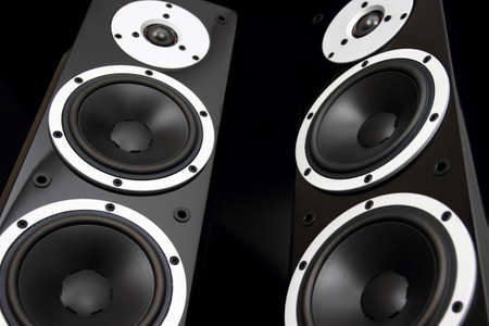 Black audio speakersの写真素材