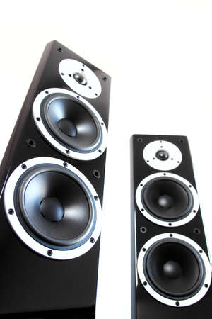 Black high gloss audio speakersの写真素材