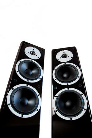 Black high gloss audio speakersの写真素材