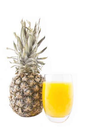 Pineapple juice isolated on white の写真素材