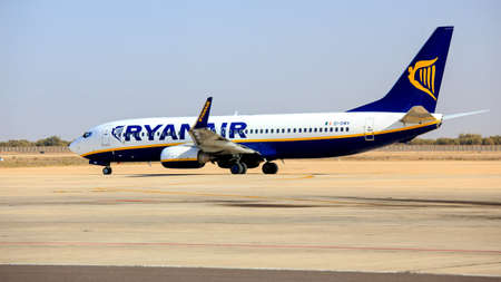 AGADIR, MOROCCO - MAY 30  Ryanair Boeing B737 prepares for takeoff from Agadir Al Massira Airport on May 30, 2014 のeditorial素材