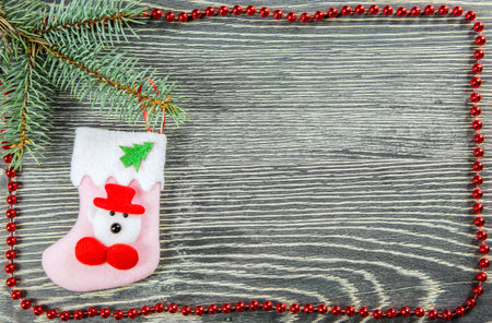 Christmas decoration against wooden background