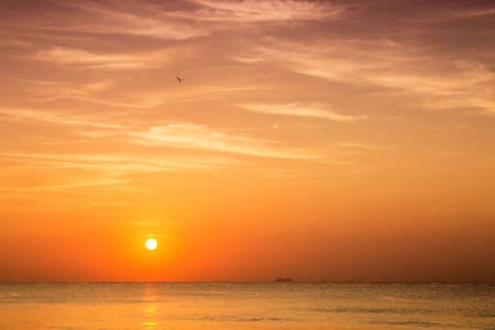 Sunrise over caribbean sea in Playa del Carmen, Mexicoの写真素材