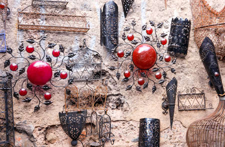Traditional metal souvenirs somewhere in Marrakesh, Moroccoの写真素材