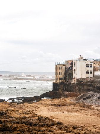 Panorama of Essaouira old harbor in Morocco