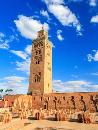 The minaret of the Koutoubia Mosque in Marrakesh city Morocco.の写真素材