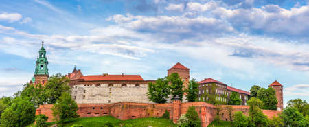 Panorama of antique royal Wawel Castle in Cracow Krakow, Polandのeditorial素材