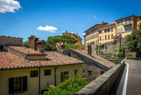Street of Cortona, a beautiful tuscan town in Italyの写真素材
