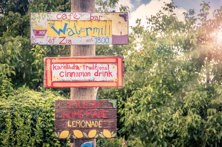 Wooden post at Zia village, Kos island, Greeceの写真素材