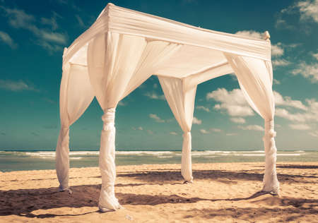 Wedding altar on caribbean beach in Dominican Republicの写真素材