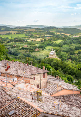 Scenery of Val D'Orcia valley in Tuscany. A wiev from Montepulciano town.の写真素材
