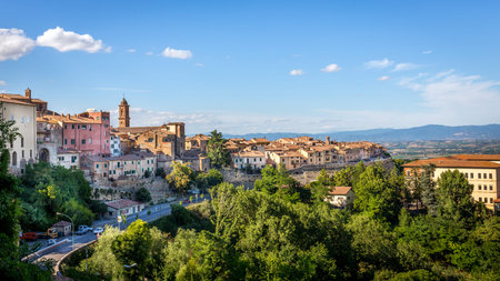 Cityscape of historic Montepulciano town in Tuscany, Italy