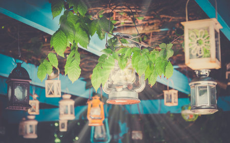 Colorful vintage lanterns on greek Kos island