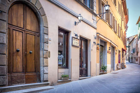 Captivating street of old Montepulciano village in Tuscanyのeditorial素材