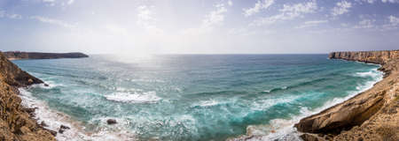 Rocky seashore near Sarges village in Portugalの写真素材