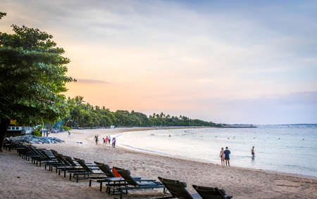 BALI, INDONESIA - APRIL 24, 2018: Paradise beach on Bali island Nusa Dua in Indonesiaのeditorial素材
