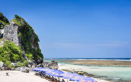 Exotic scenery of Pantai Pandawa beach on Bali island in Indonesiaの写真素材