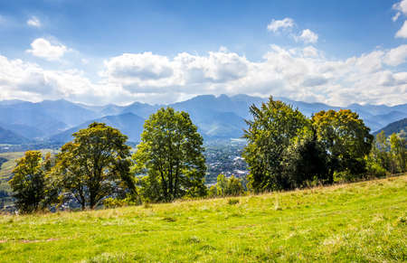 Summer panorama of Tatry Mountains and Mount Giewont, surroundings of Zakopane city, Southern Polandの写真素材