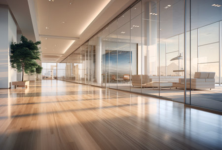 With an airy, uncluttered layout and abundant natural light, this contemporary office space provides an ideal minimalist environment for productivity and collaboration. The bright, sunny interior evokes a feeling of fresh beginnings.の素材
