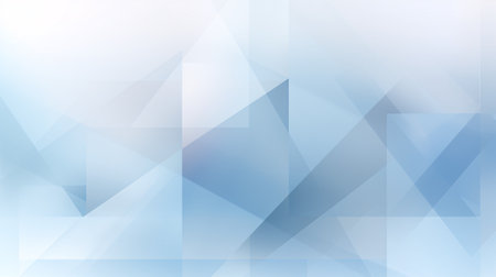 A sophisticated transparent background with glossy white triangles overlaying soft blue and gray squares.の素材
