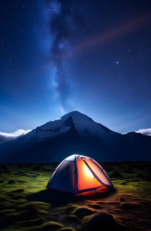 Find solace beneath the celestial canopy in this tent.の素材