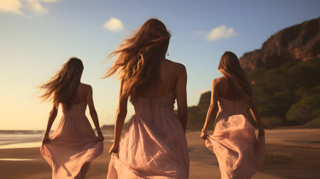 Captivating happenings as girls embrace nature's beauty.の素材