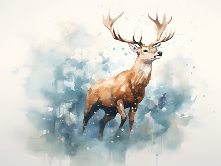 Minimalistic yet captivating depictions of deer in dreamy and contemplative poses.の素材