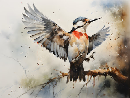 Artful bird portraits in dreamy watercolor style, capturing nature's beauty and serene moments.の素材