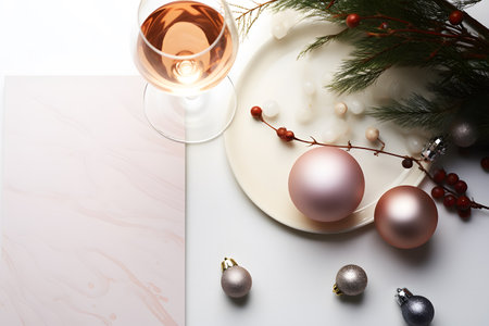 Discover stunning, serene captures of a Christmas card on a table, showcasing minimalist beauty and soft hues.の素材