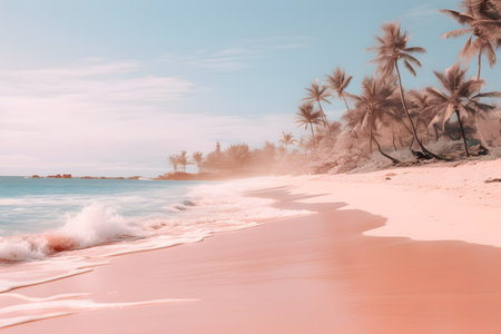 Beige and aquamarine paradise on a cute and picturesque beach in Kauai. Monochromatic elegance with a touch of dreaminess.の素材
