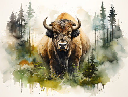 Delicate watercolor depiction of a woodland creature against a clean white backdrop.の素材