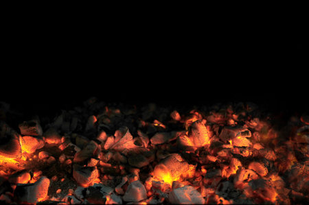 Live Coal With Black Background 