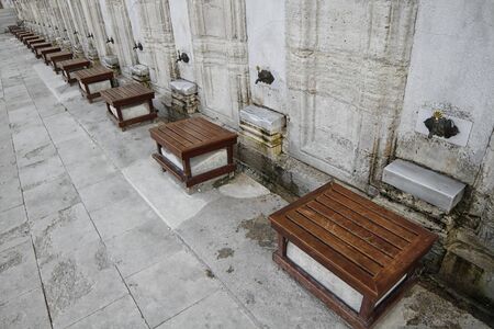 Taps And Seats For Ablution, Suleymaniye Mosque, Istanbul, Turkeyの写真素材