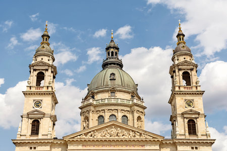 Towers And Dome Of St. Stephen's Basilica, Budapest, Hungaryの写真素材