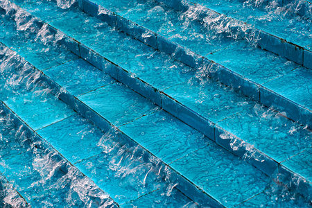 Steps Of A Pool With Streaming Water
