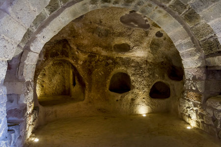 Interior detail from Uchisar Castle, Nevsehir, Turkeyのeditorial素材