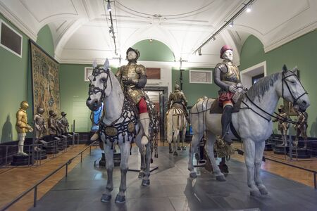 With armored Knights Horses, Kunsthistorisches Museum, Vienna, Austriaのeditorial素材