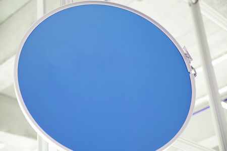 Empty Blue Round Signboardの写真素材