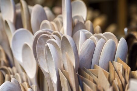 Wooden Spatulas And Spoons At Local Marketの写真素材