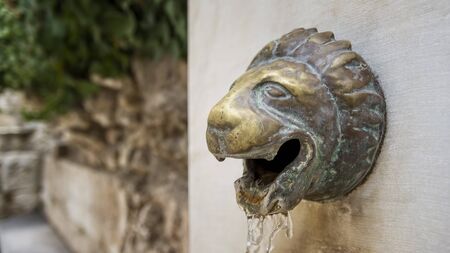 Fountain Tap With The Shape Of Lion Headの写真素材