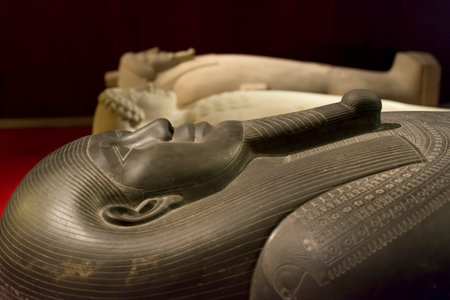 Tabnit sarcophagus in Diorite from the Sidon necropolis. Istanbul Archaeology Museum, Turkey.のeditorial素材
