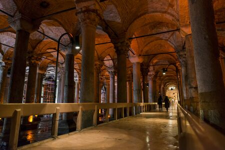 Interior Detail From Basilica Cistern (Yerebatan Sarnici), Istanbul, Turkeyのeditorial素材