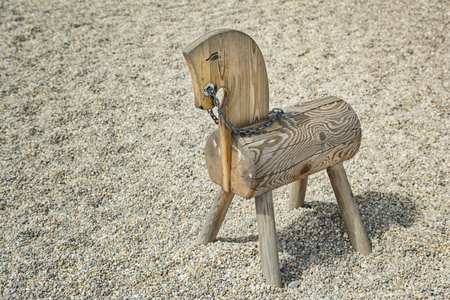 Wooden Horse At Children's Playgroundの写真素材