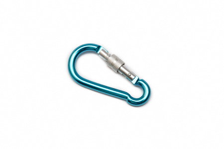 Blue Carabiner Isolated On White Backgroundの写真素材