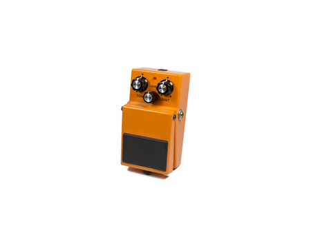 Orange Guitar Pedal Isolated On White Backgroundの写真素材