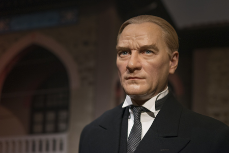Wax sculpture of Mustafa Kemal Ataturk at Madame Tussauds Istanbul. Kemal Ataturk was a Turkish army officer, revolutionary, and founder of the Republic of Turkey.のeditorial素材