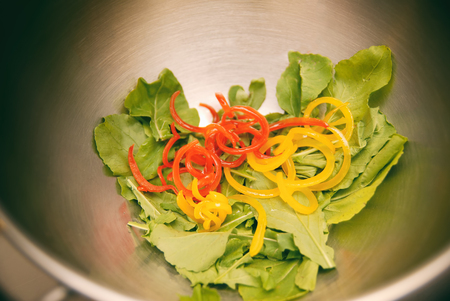 Rocket Salad Inside The Metal Bowlの写真素材