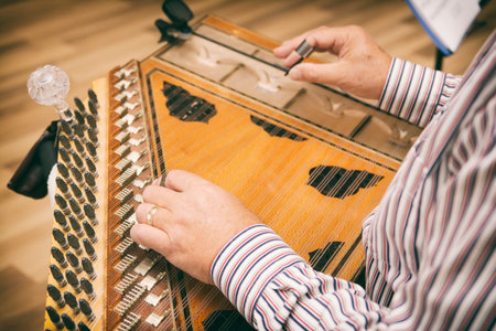 Close Up Shot Of A Man Playing Qanun (Kanun)