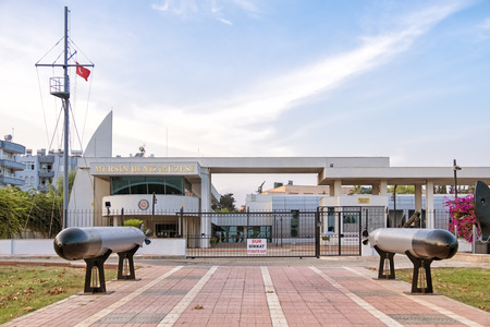 Exterior shot of Mersin Naval Museum, located in the YenisÅehir municipality of Mersin. It is on Adnan Menderes Boulevard. Mersin, Turkeyのeditorial素材